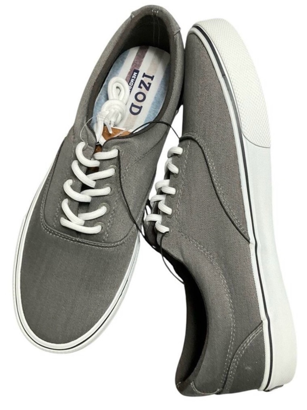 Izod Men’s Canvas Low-Top Sneakers Gray Size 10 or 10.5 NIB NEW